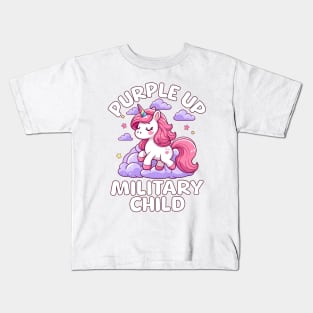 Cute Unicorn Purple Up Military Child Kids T-Shirt